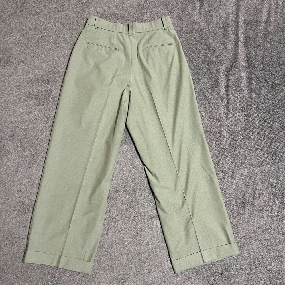 Uniqlo Womens Size S Green‎ Wide-Leg Pleated Cropped Pants - Picture 3 of 3